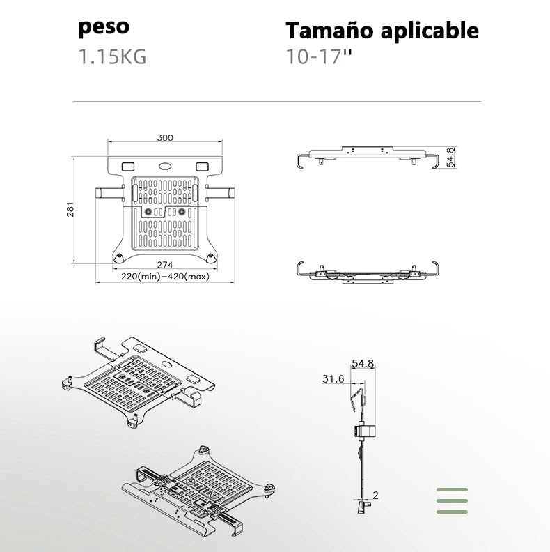 Soporte para Monitor y Laptop MORNWELL Negro con Brazos Hidráulicos para Pantallas de 17 a 27 Pulgadas y Bandeja Ajustable para Portátil de 10 a 17 Pulgadas