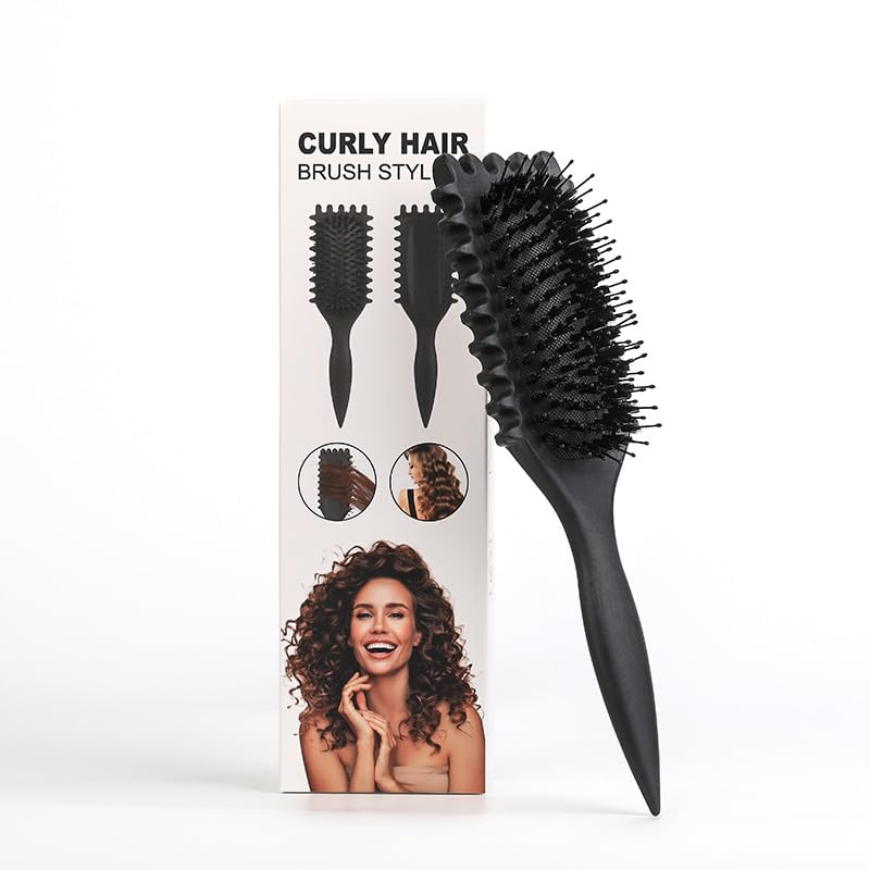 Cepillo Para Cabello Rizado Para Mujeres,Bounce Curl Brush,Cepillo Para Rizos,Cepillo Cabello Rizado,Peine Para Cabello Rizado,Cepillo Definidor De Rizos Bounce Curl,Cepillo 3d Para Rizos (Negro)