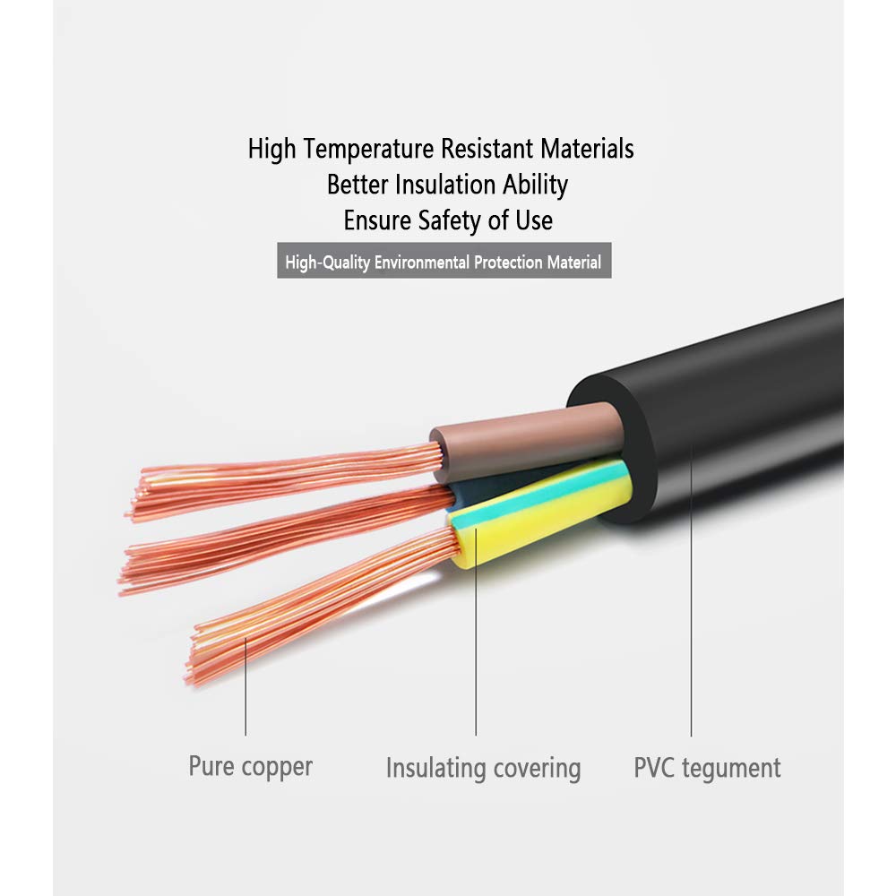 Cable de alimentación de repuesto compatible con olla de presión eléctrica, olla de arroz, olla de arroz, máquina de leche de soja, microondas – [listado UL] cable de alimentación de 6 pies de extensión de 3 clavijas 18 AWG