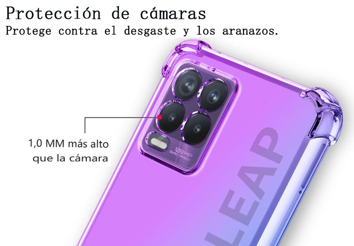 DABUNA Funda para Realme 8 4G y 8 Pro Case Uso Rudo,Transparente Colores Degradados Protectora de Cámara Anticaída Carcasa Bumper(Púrpura Azul)