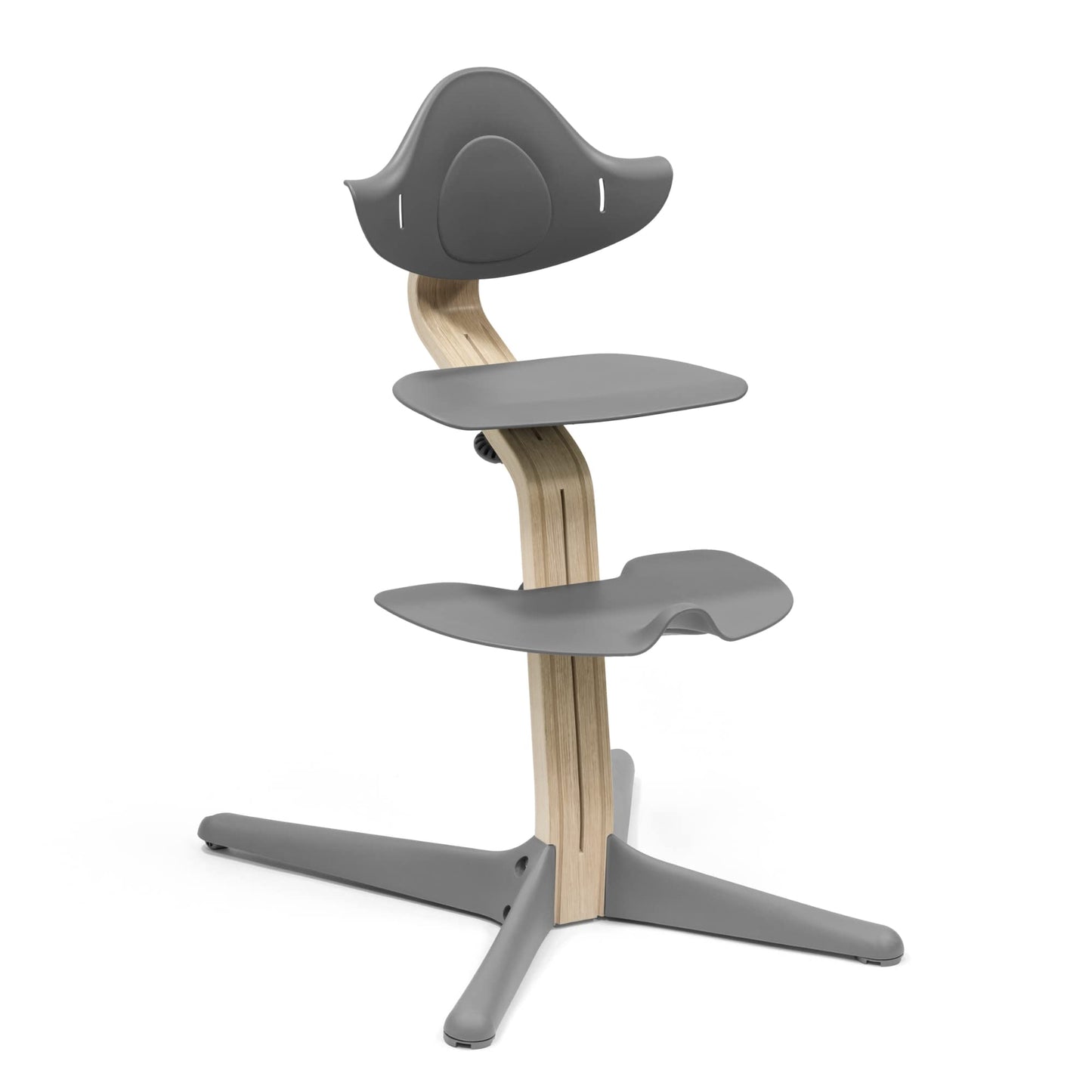 Silla Stokke Nomi, La silla que inspira a sentarse de forma activa - Sin herramientas, ajuste fácil - Incluye un reposapiés estable y ruedas antivuelco - Soporta hasta 150 kg (Gris)