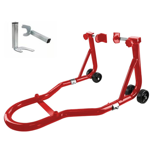 BOBOJIIIER Soporte Trasero para Motocicleta, Soporte de Elevación de Rueda Trasera, Moto Gato, Soporta Hasta 450 KG con Ruedas, Rojo, L