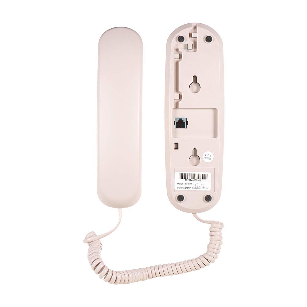 Zitainn Mini Escritorio con Cable Tel?fono Fijo Tel?fono de Pared Soporta Funciones de Silencio/pausa/espera/reinicio/flash/rellamada para la Oficina del Hotel en el Hogar Landlinephone, Re