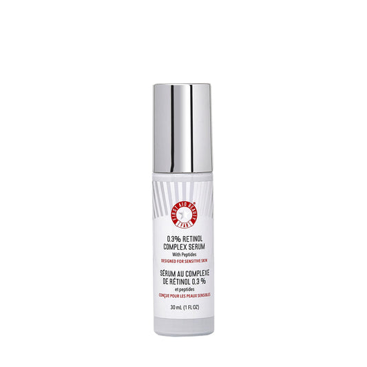 Suero complejo de retinol al 0,3% con péptidos, diseñado para pieles sensibles, ayuda a mejorar visiblemente las líneas y arrugas con menos irritación que el retinol tradicional, no
