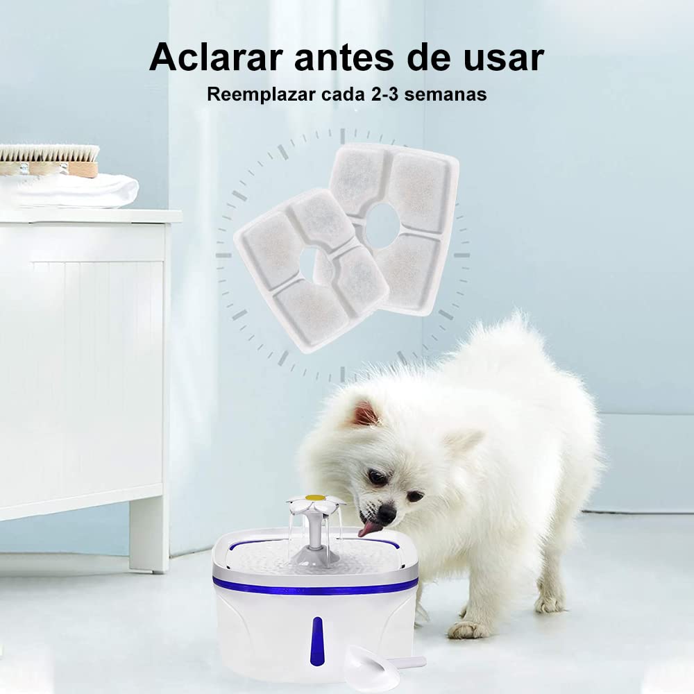 Hisemy Filtro para Fuente de Agua para Gatos,6 Pcs Filtros de Repuesto de Carbono para Fuente para Mascotas，Sistema de Triple Filtracion