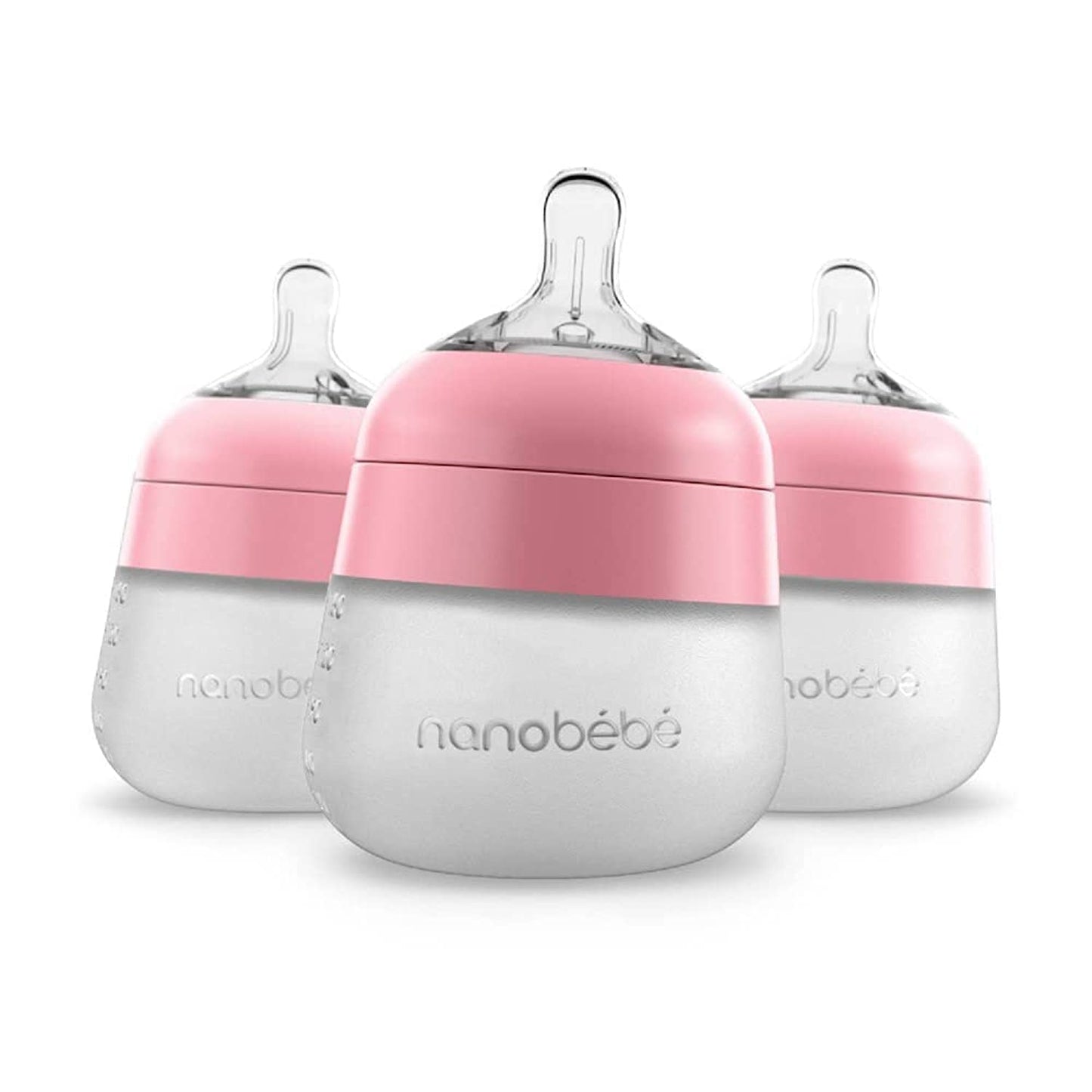 Nanobébé, Biberón de Silicón, 150 ml./ 5Oz. 3Pack Color Rosa