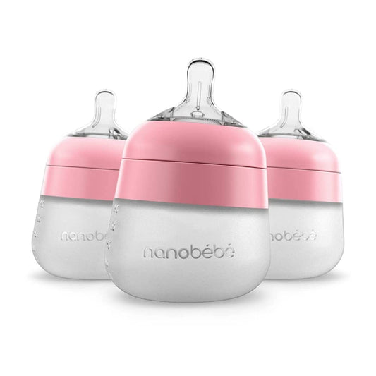 Biberón Nanobébé Rosa Silicón 150 ml 3Pack