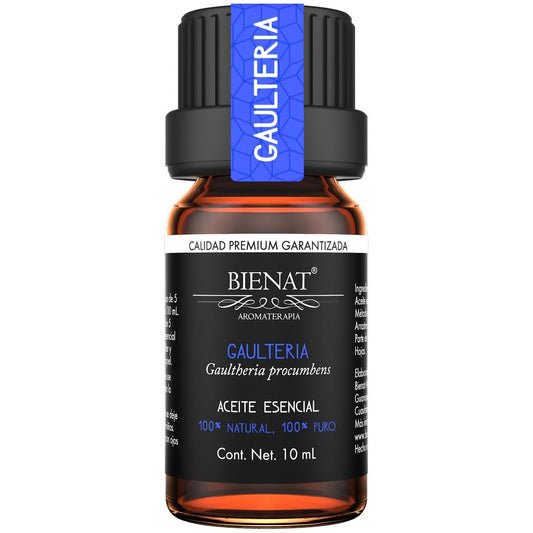 BIENAT AROMATERAPIA Aceite Esencial de Gaulteria 10mL | 100% Puro y Concentrado | Ideal para Difusor de Aromas, Humidificador, Aromaterapia, Masajes, Meditación, Jabones y Velas | Esencia Natural en Gotas