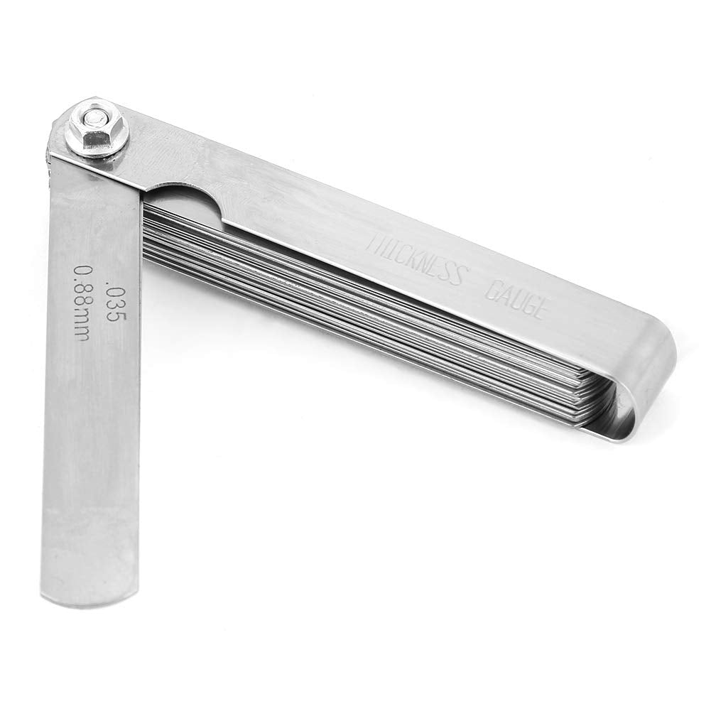 Galga de Espesores, Galga de Espesores de Acero Inoxidable de 0,04-0,88 Mm Herramienta de Inspección de Soldadura con Regla Métrica e Imperial de 89 Mm, Galgas de Espesores