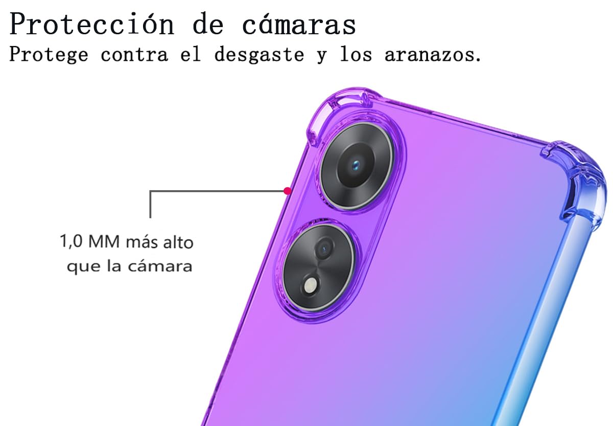 DABUNA Funda para OPPO A78 4G Case Uso Rudo,Transparente Colores Degradados Protectora de Cámara Anticaída Carcasa Bumper(Púrpura Azul)