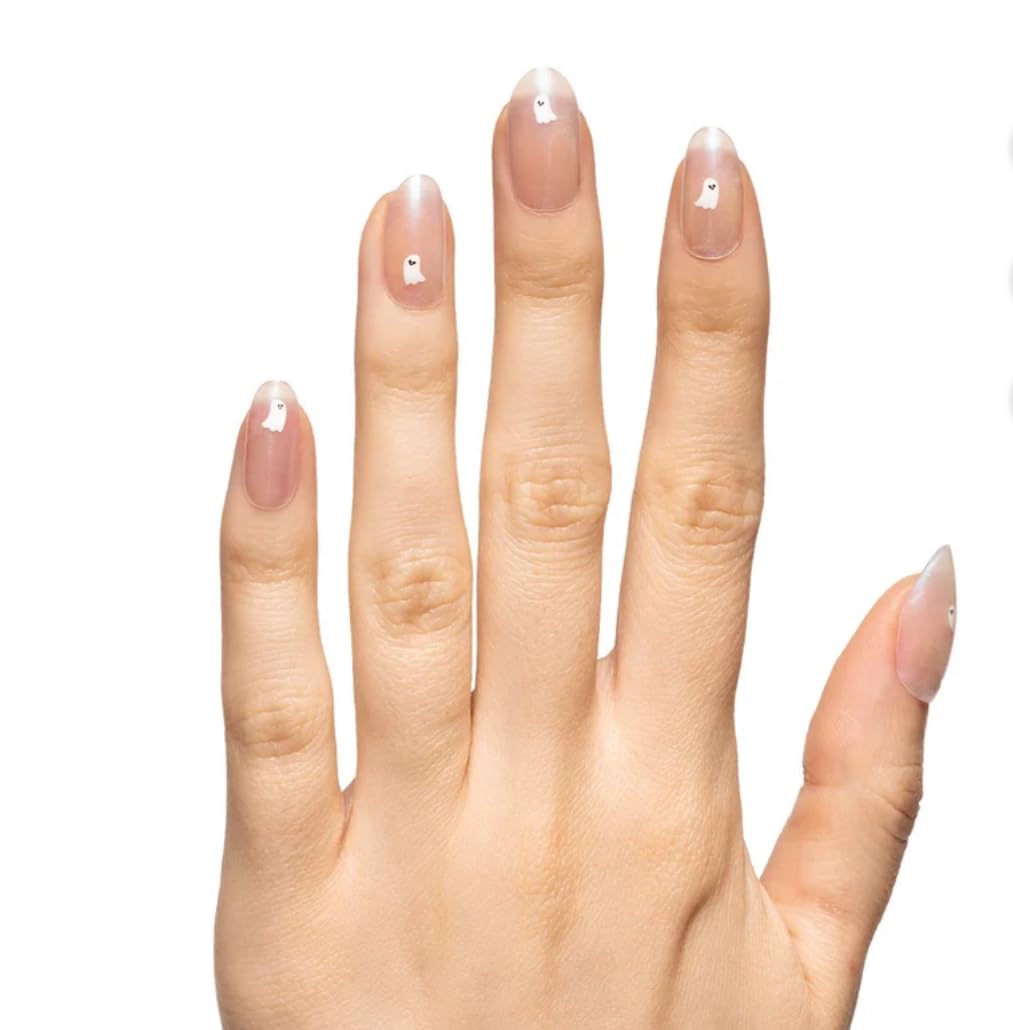 Olive & June Uñas Postizas Ovaladas Medianas Instant Mani, Iridescent Ghosts, 42 Unidades