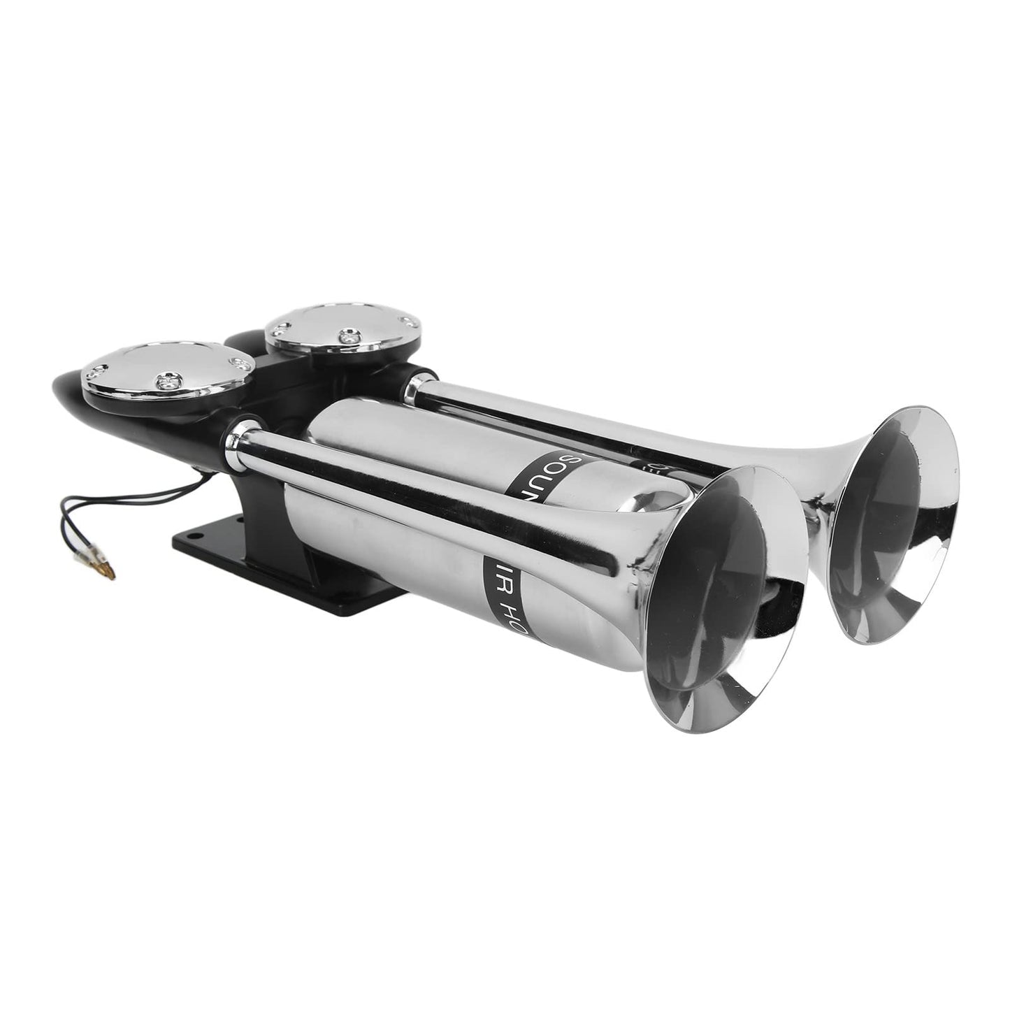 Bocina de Aire para Coche de 300DB, Altavoz de Doble Tubo Cromado de Aleación de Zinc para Tren, Barco, SUV, RV, Camión, Motocicleta, de 12V/24V
