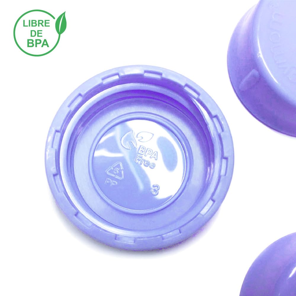 Tapas sólidas Maymom con anillo de sellado para biberones de tamaño estándar; tapas para biberón compatibles con biberones Medela, Ameda y biberones Nuk pequeños, Playtex y Gerber; 8 piezas (morado)