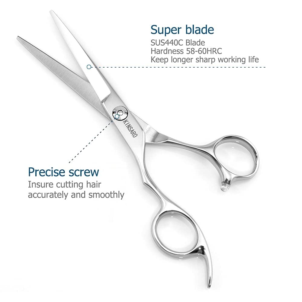 Cesoie para cabello mano izquierda 6 pulgadas Tijeras para cabello mano izquierda Tijeras de corte para cabello Lefty Cesoie de barbero Zurdo KINSARO