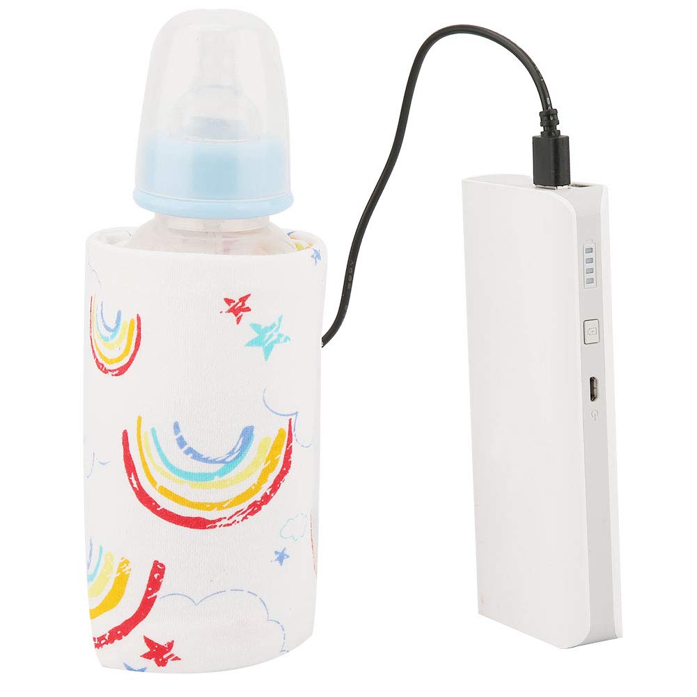 Calentador De Biberones Portátil, Algodón+mezcla De Spandex USB Calentador De Biberones, Compatible Con Bancos De Energía, Computadoras Portátiles, Adaptadores De Carga(Arcoíris)