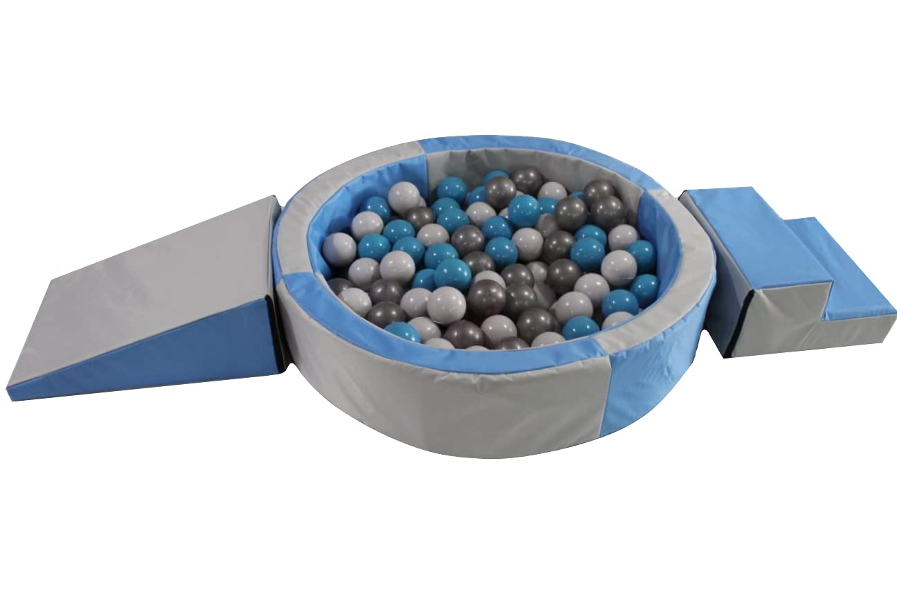 DIDJIG Alberca de Pelotas Perla-Azul+Rampa+Escalera+50 Pelotas