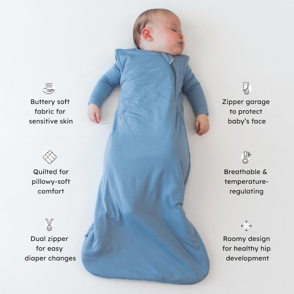 KYTE BABY - Saco de dormir de 1.0 TOG, rayón hecho de bambú, manta de doble cierre para bebés y niños pequeños, Pizarra, Medium
