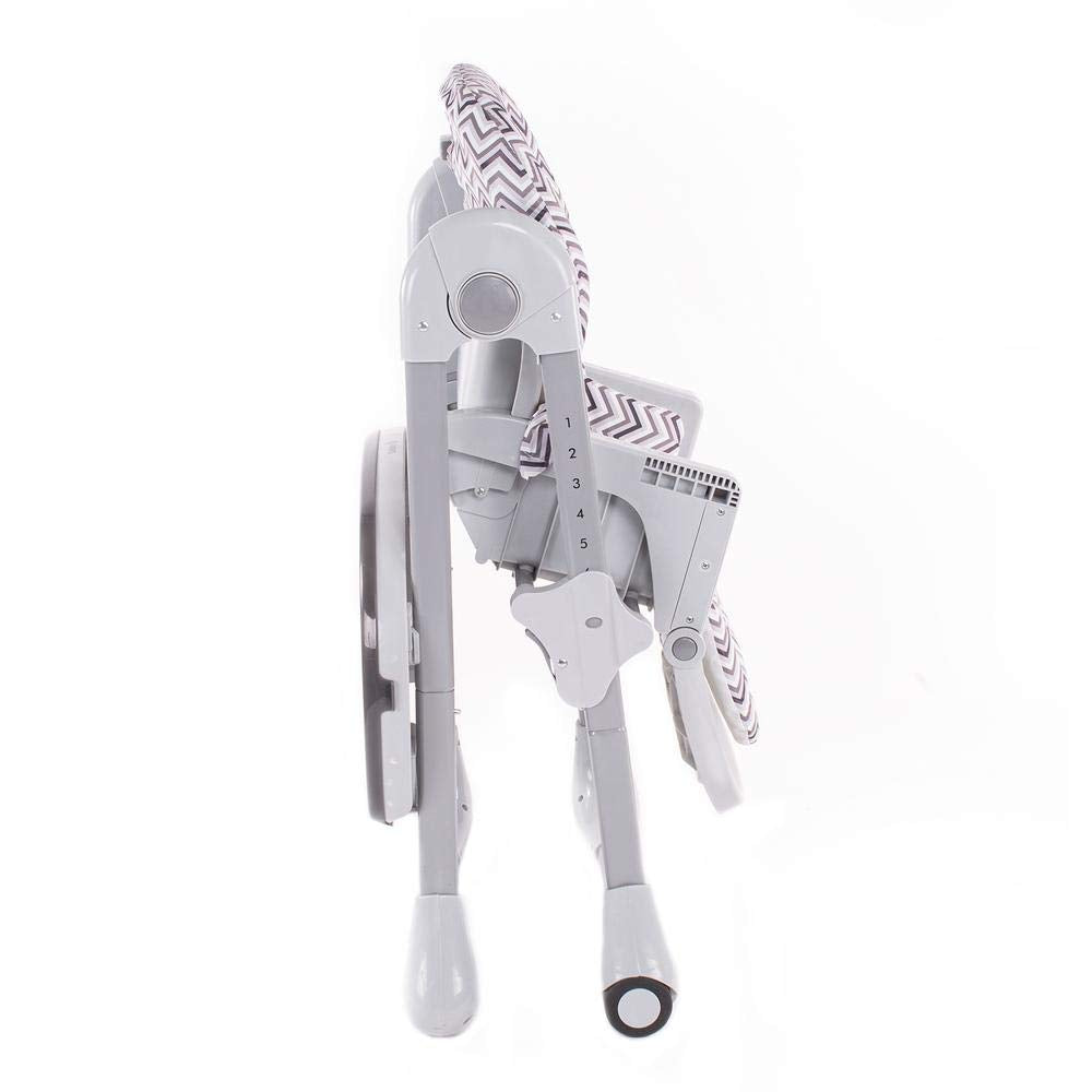 Safety 1st Silla Alta Periquera Tavola, Zig Zag, 7 posiciones de altura, 3 de reclinación, reposapiés ajustable, doble charola, plegado compacto.