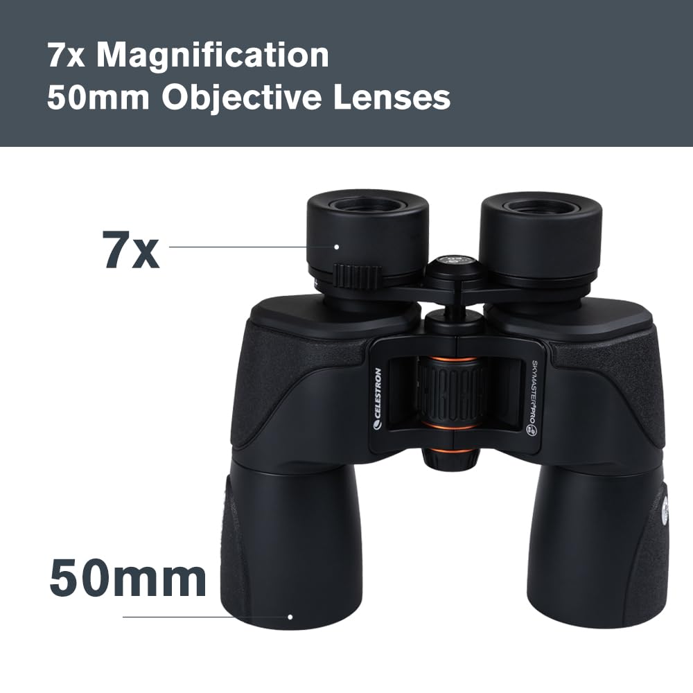 Celestron - Binocular SkyMaster Pro ED 7x50 - Binocular de astronomía con Vidrio ED - Gran Apertura para visualización de Larga Distancia - Revestimiento XLT Totalmente de Revestimiento múltiple -