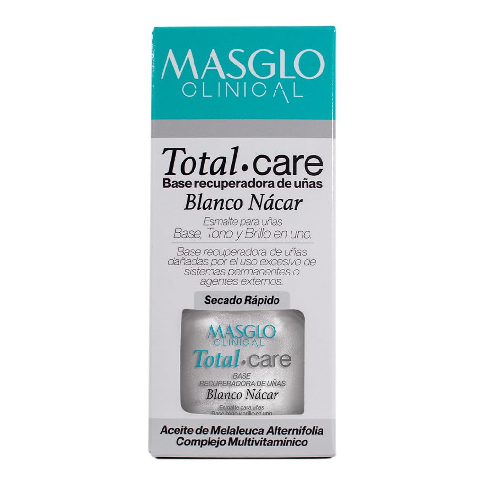 Base Masglo Clinical Base recuperadora de uñas maltratadas Tono Blanco Nácar 13.ml-Esmalte de Uñas Dañadas