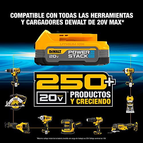 DEWALT Kit Taladro/Atornillador de 1/2 Pulgadas (13mm) y Atornillador de Impacto de 1/4 Pulgadas (6.35mm) 20V MAX* POWERSTACK DCK276D1E1