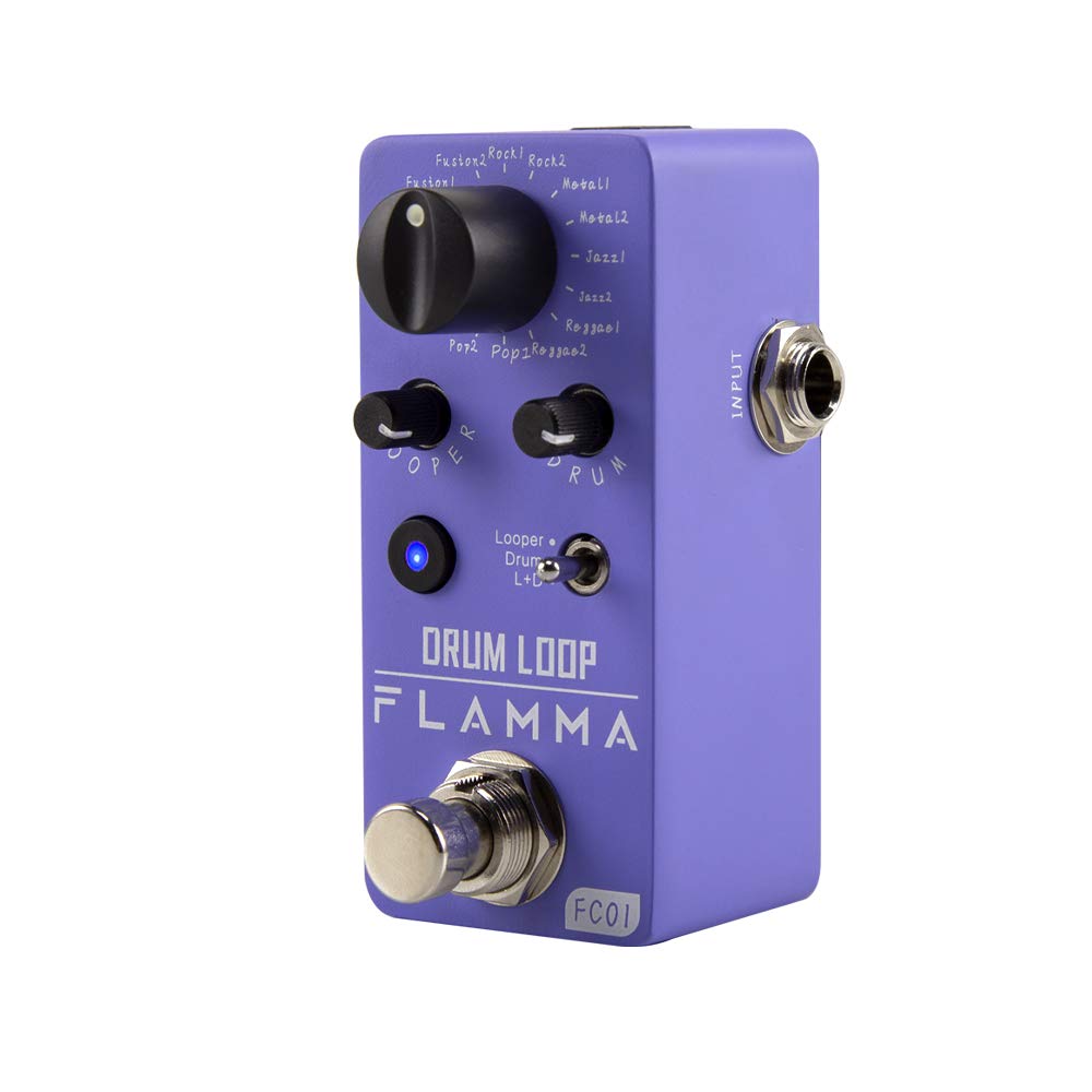 Pedal Looper de Guitarra Flamma FC01 Negro con Máquina de Tambores 2 en 1
