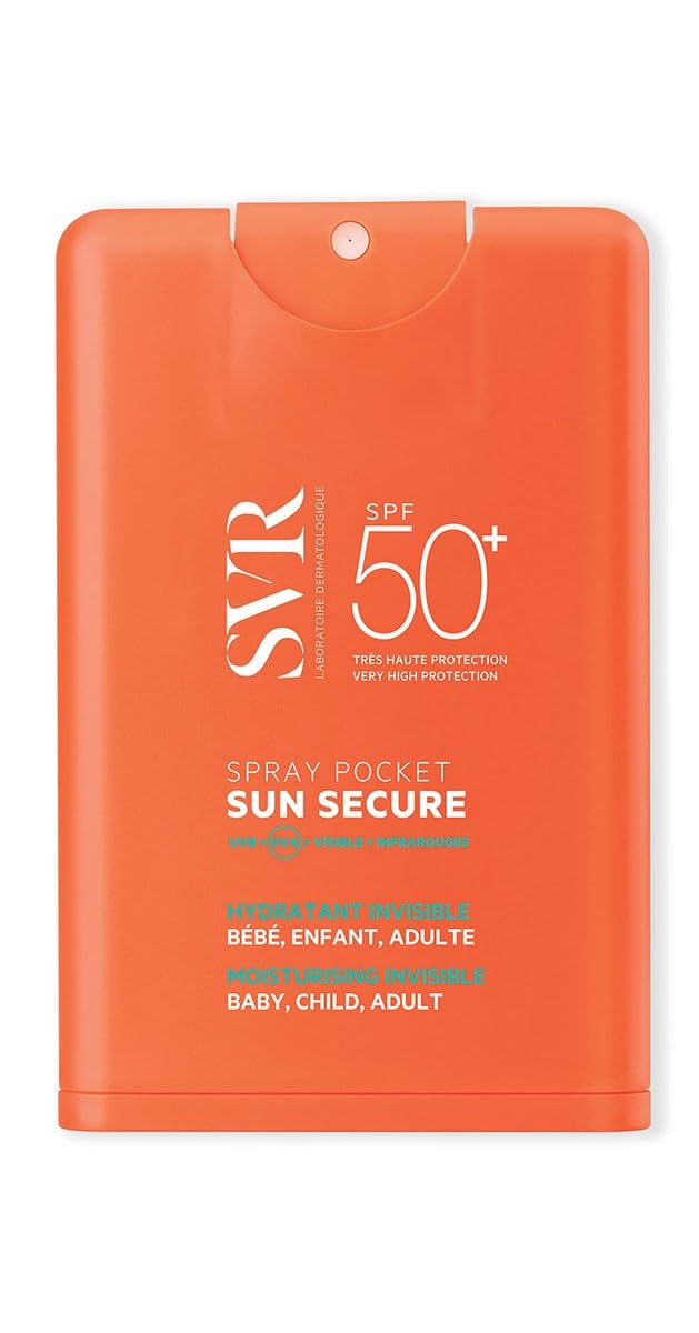 SVR Sun Secure Spray Pocket SPF50+ Protector Solar en Spray Facial y Corporal | Protección UVA, UVB, Luz Visible y Luz Azul | Con Niacinamida y Vitamina E | Formato de Bolsillo 20 ml