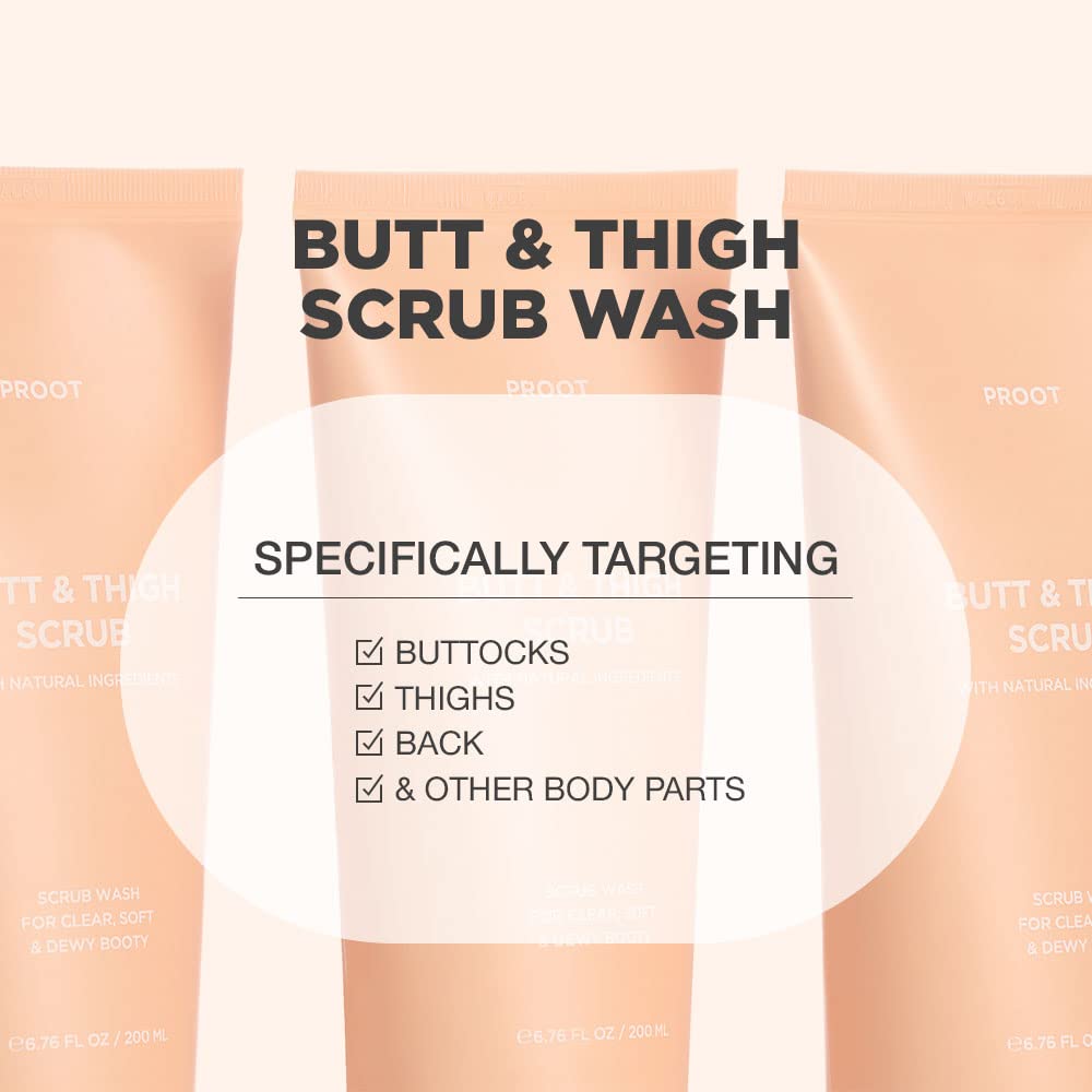 Lavado exfoliante de glúteos y muslos | Exfoliante para glúteos para acné, celulitis, cabello encarnado, bikini y bulto de maquinilla de afeitar | Exfoliante calmante y calmante para pieles sensibles y propensas al acné | Formulado con extracto de romero,