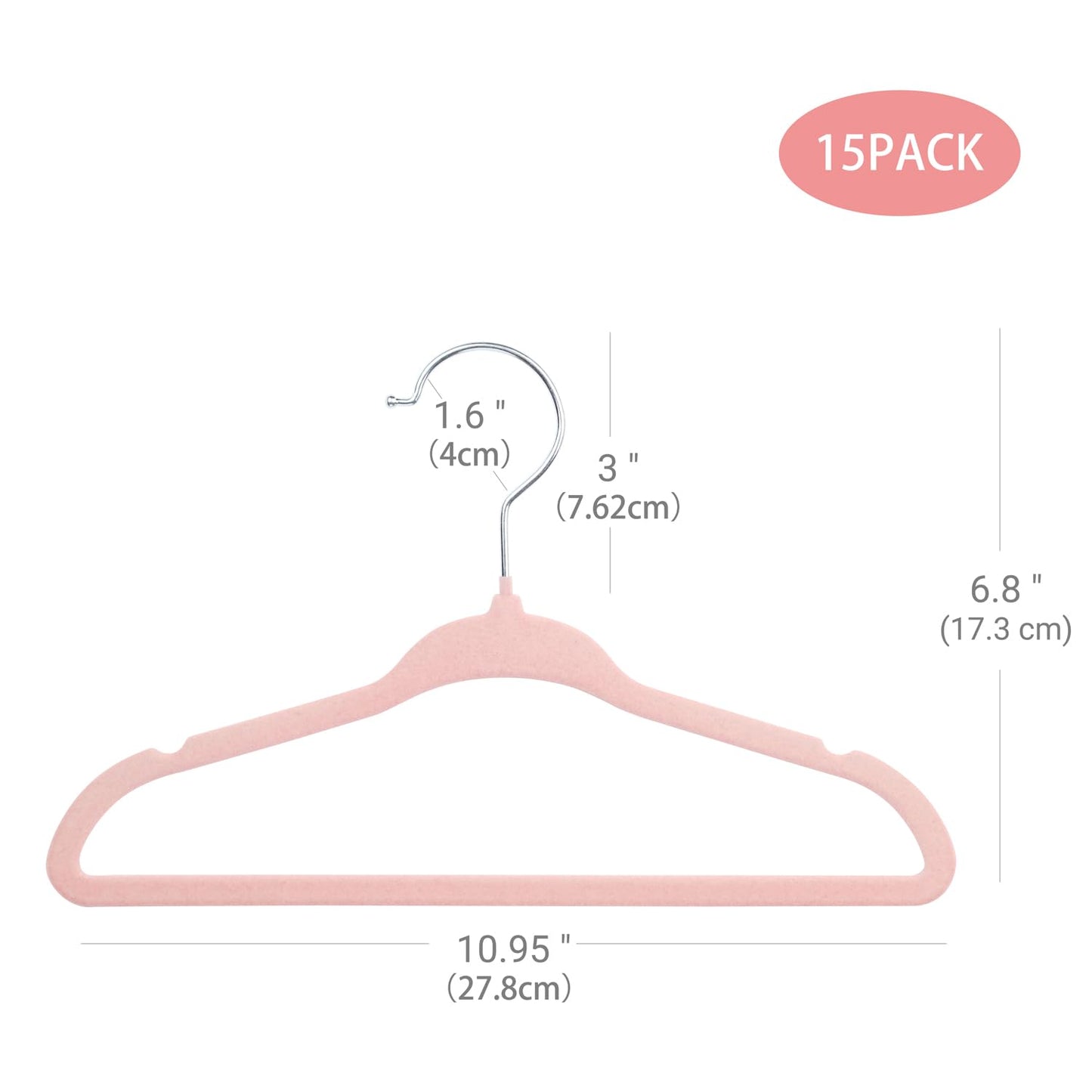 ManGotree Perchas de Terciopelo para Bebés de 28 cm Paquete de 15 Rosa Claro