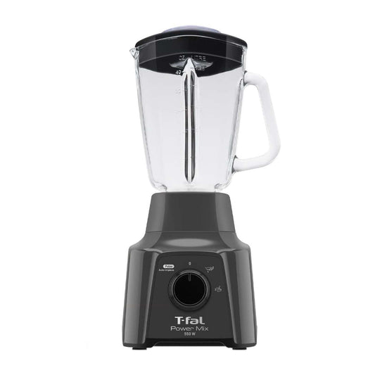 Licuadora 2 Velocidades Powermix T-fal, con Vaso de Vidrio de 1.25 litros, 4 cuchillas de acero inoxidable Zelkrom desmontables para fácil limpieza, Gris, modelo LN283BMX