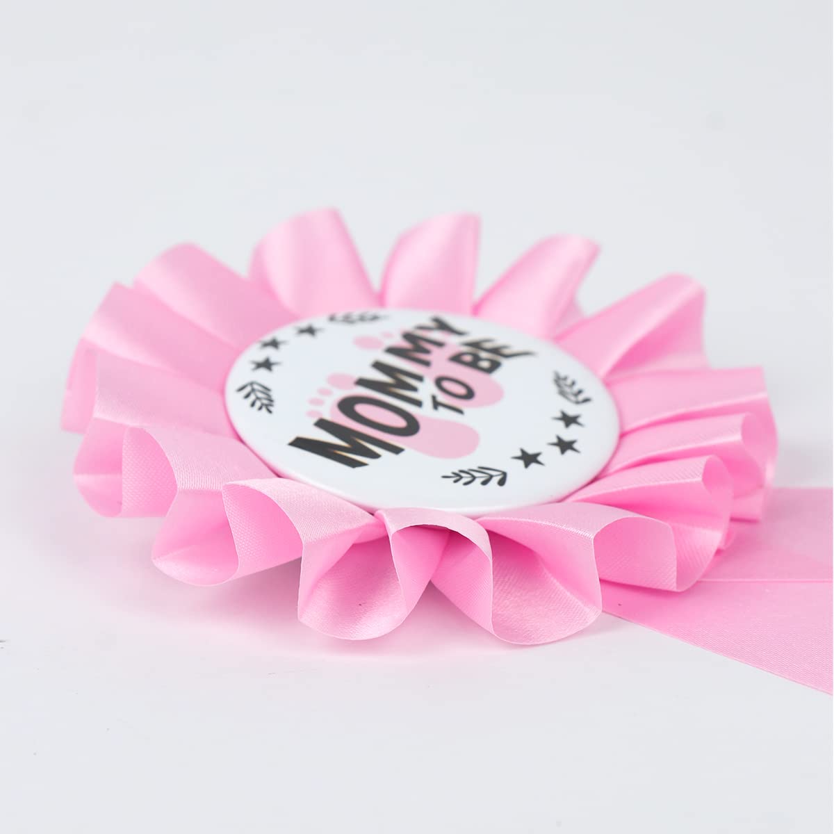 HAPPYLAND Faja para baby showers niña hojalata rosa insignia mamá a ser y papá a ser baby shower insignia pin baby shower fiesta revelación género baby shower decoración temática de oso baby shower