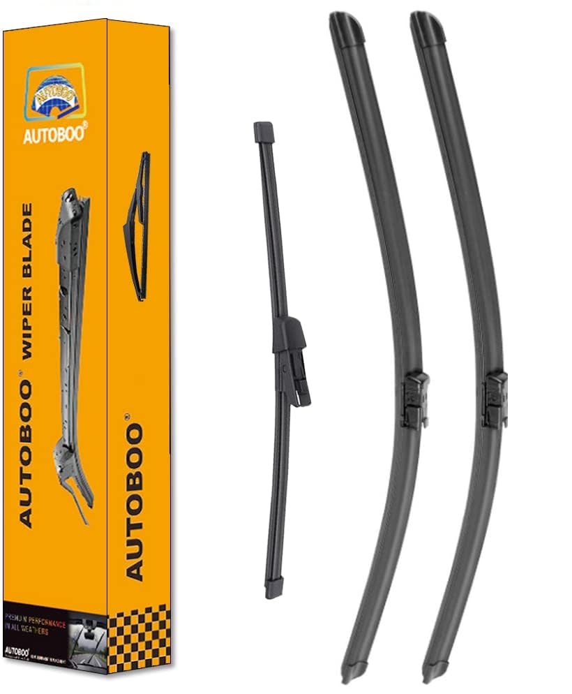 AUTOBOO - Hojas de repuesto de limpiaparabrisas de 25 pulgadas + 22 pulgadas con hoja de repuesto de limpiaparabrisas trasero de 14 pulgadas, calidad original de fábrica (paquete de 3)
