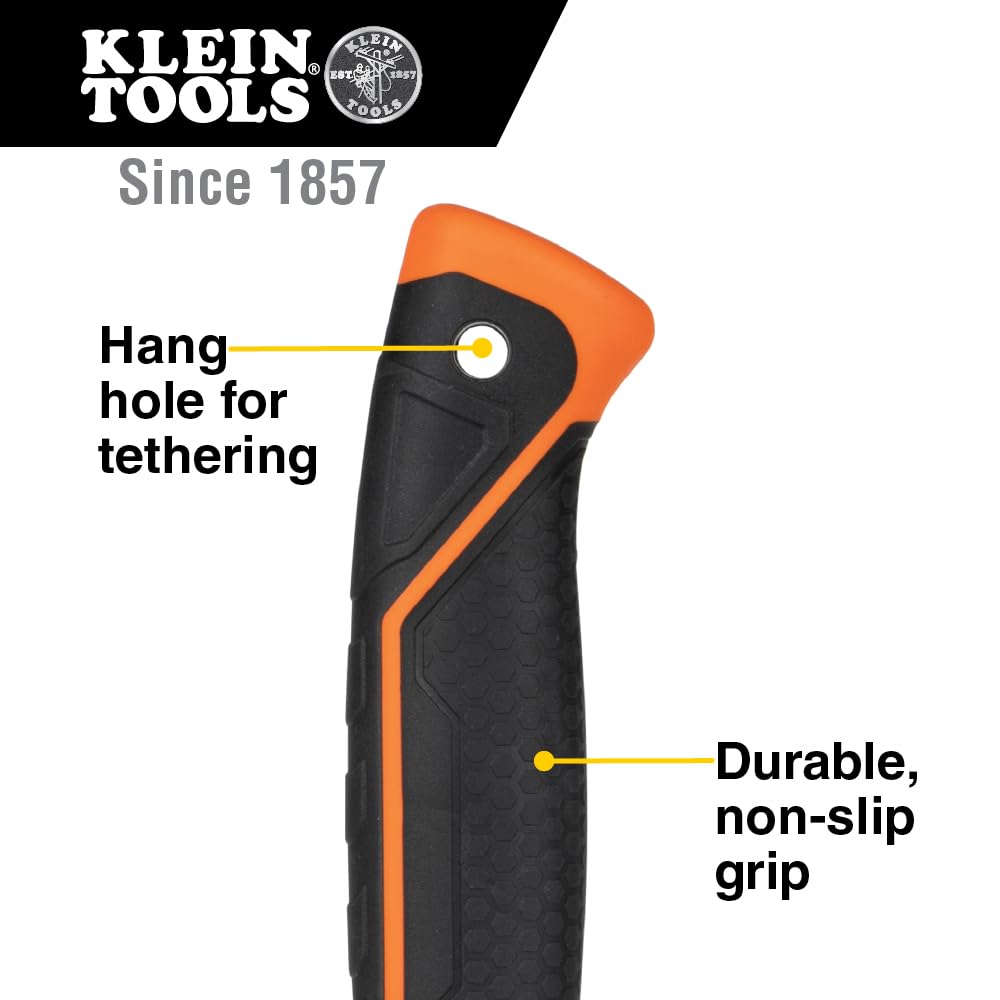 Klein Tools H80816 - Martillo de garra recta con cabeza lisa, 16 onzas, mango de agarre antideslizante de fibra de vidrio que absorbe los golpes con orificio de anclaje, 13 pulgadas