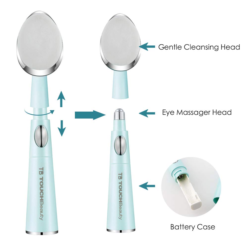 TOUCHBeauty Sonic Eye Massager with Soft Facial Cleansing Brush Eyes & Face Skin Care Device Relieves Dark Circles and Puffiness 1581