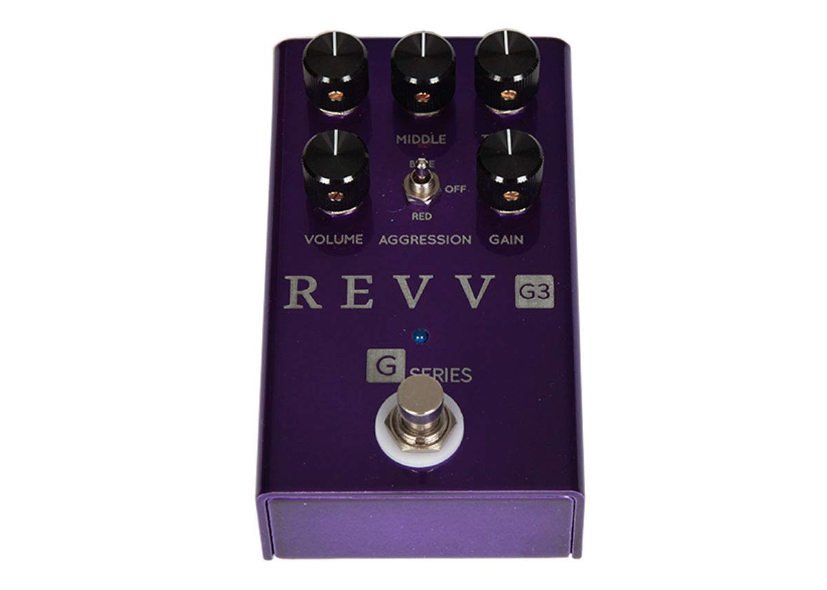 Pedal de Preamplificador Revv G3 morado de Sobremarcha y Distorsión para Guitarra