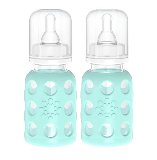 Biberón de Vidrio Lifefactory Menta con Funda de Silicona, Paquete de 4 oz para Bebé