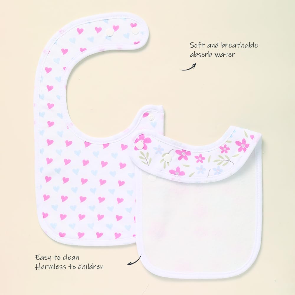 lazyrhino - Paquete de 8 baberos unisex ajustables con broches de presión ultra suaves y absorbentes para la dentición para niños y niñas (rosa-lht-8 piezas)