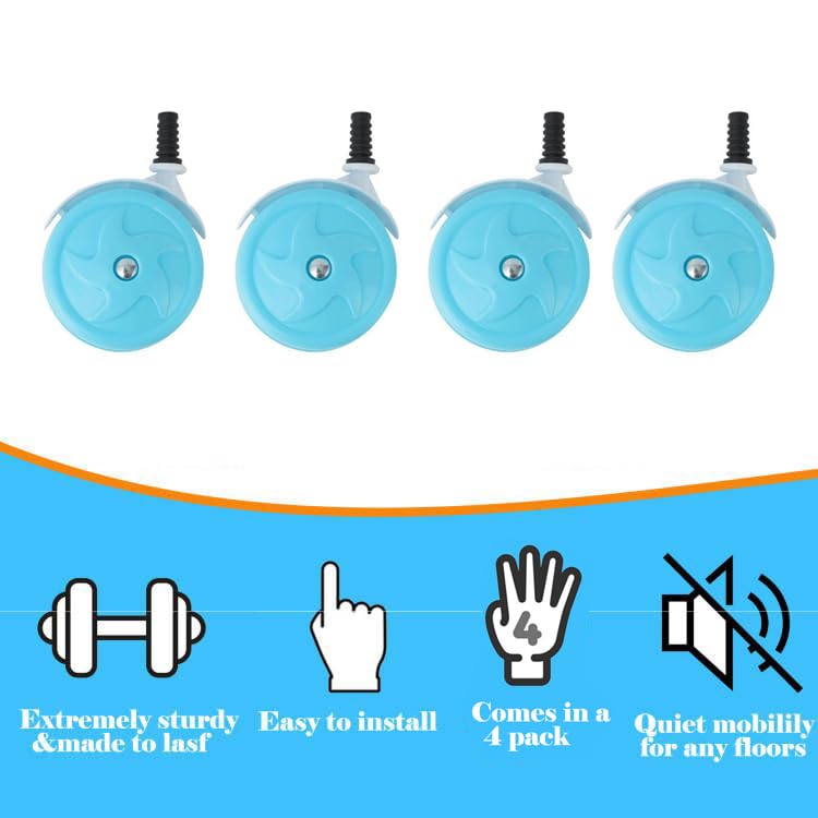 BAYWYI Reemplazo de ruedas para andador de bebé, juego de 2, accesorios para andador de bebé, ruedas de plástico, ruedas universales (10 mm, azul)