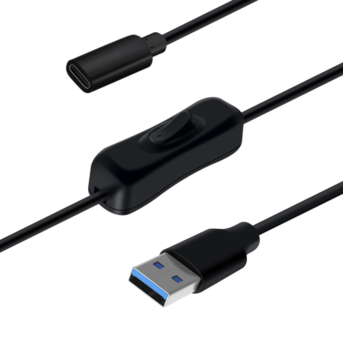 Cable Adaptador USB 3.0 HuaLiSiJi Negro con Interruptor para Teléfonos y Dispositivos