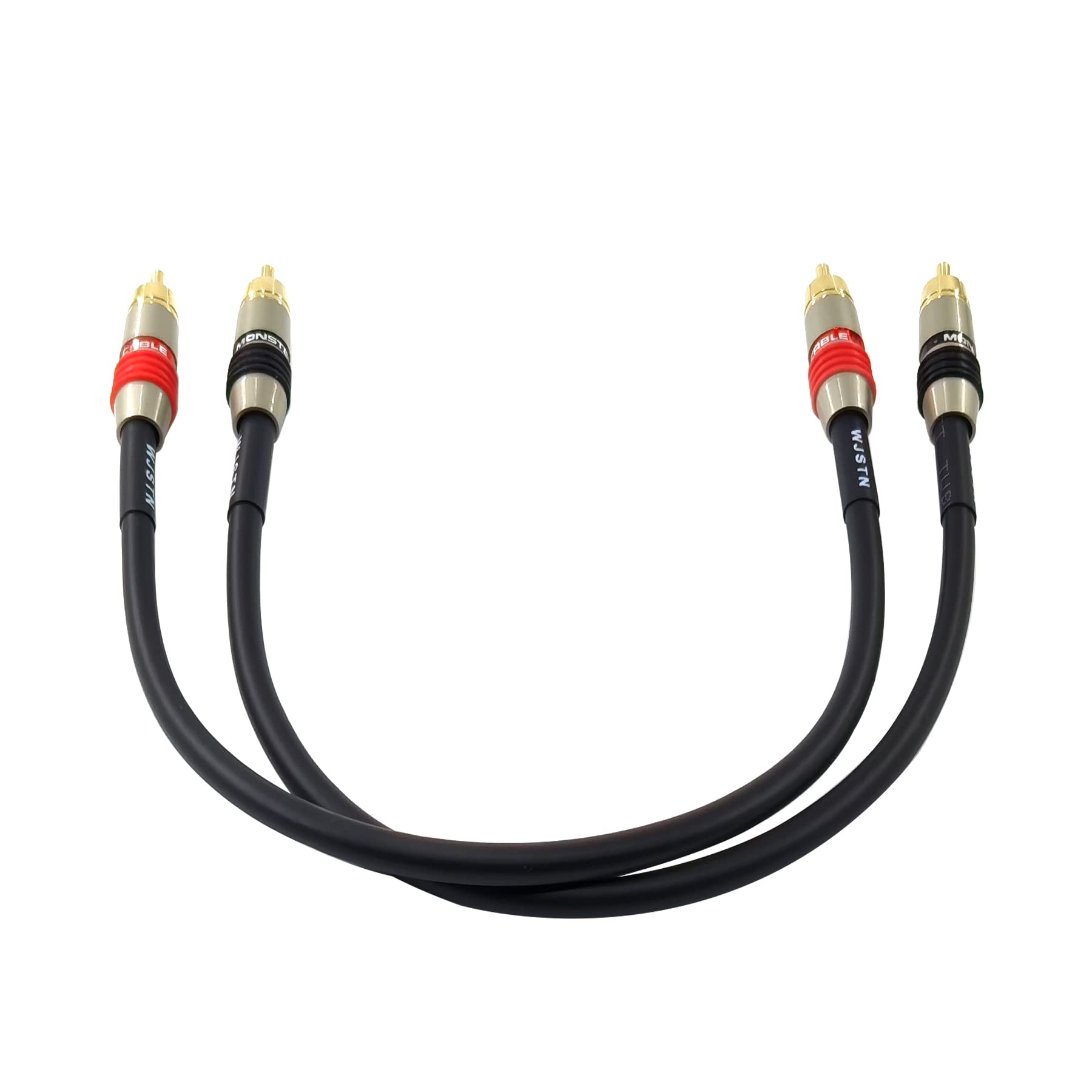 WJSTN 2 cables de audio RCA a RCA, cable de subwoofer, cable de audio digital coaxial, RCA macho a RCA macho, cable doble blindado, color negro