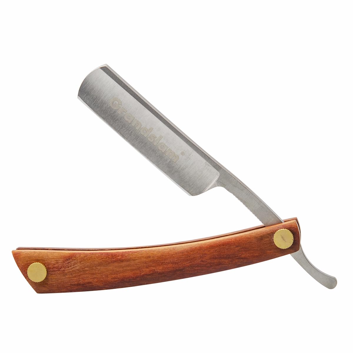 Grandslam - Kit de afeitar recto para afeitar, de acero con punta de piel, cepillo para polvo de afeitar, tazón y soporte de acero inoxidable, jabón de afeitar, regalo para hombres