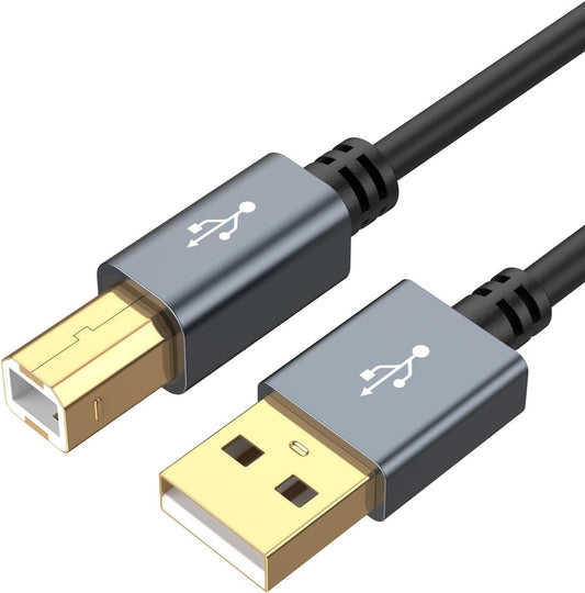 CableCreation Cable de Impresora USB 1.5 metros, Cable de Impresora USB 2.0 a Computadora, Cable de Impresora USB A a USB B para HP, Epson, MIDI, Brother, Piano, Dac, Caja de Aluminio, Gris Espacial