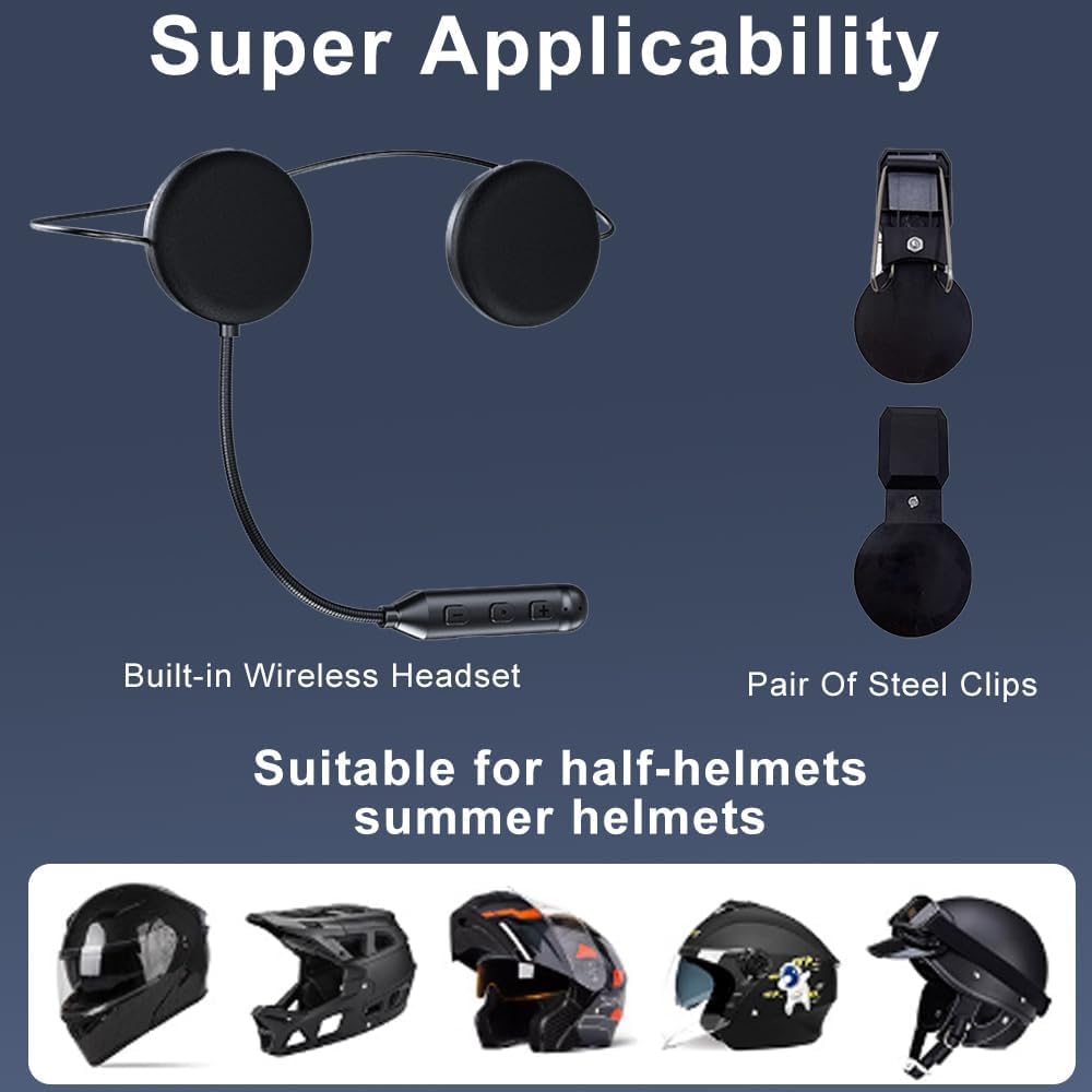 OBEST Auriculares Bluetooth para Motocicleta con Micrófono, Intercomunicador para Casco, Audífonos para Casco de Moto con Control de Ruido Estéreo HiFi, para Asistente de comunicación, Manos Libres