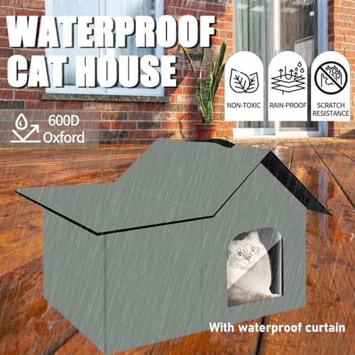 Casa para gatos al aire última intervensión, casa para gatos Feral aislada con alfombrilla y clip, resistente a la intemperie y aislada, camas para gatos para gatos, gatitos, cachorros, nunca soplan lejos