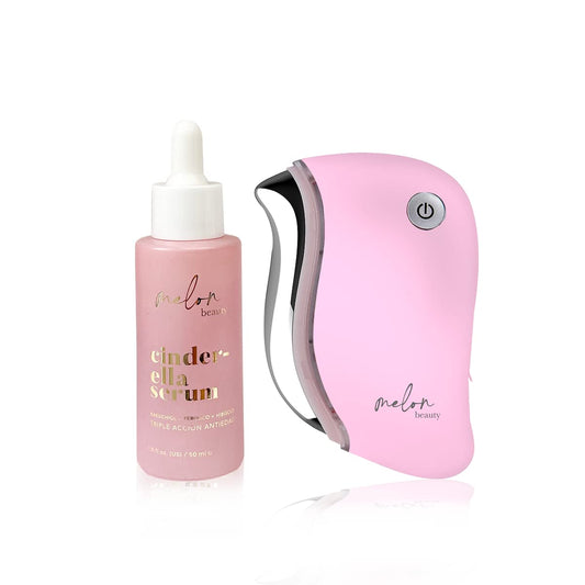 Dispositivo Antiedad Facial LED Guasha Melon Beauty Rosa con Luz, Calor y Vibración para un Efecto Lifting y Tono Rejuvenecido