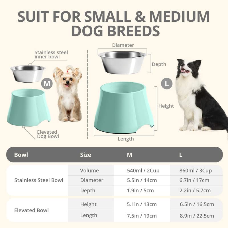 Cuencos Elevados para Perros Yoken Coloridos con Tazón de Acero Inoxidable, Alta Capacidad y Super Antideslizante para Prevención de Enfermedad Vertebral