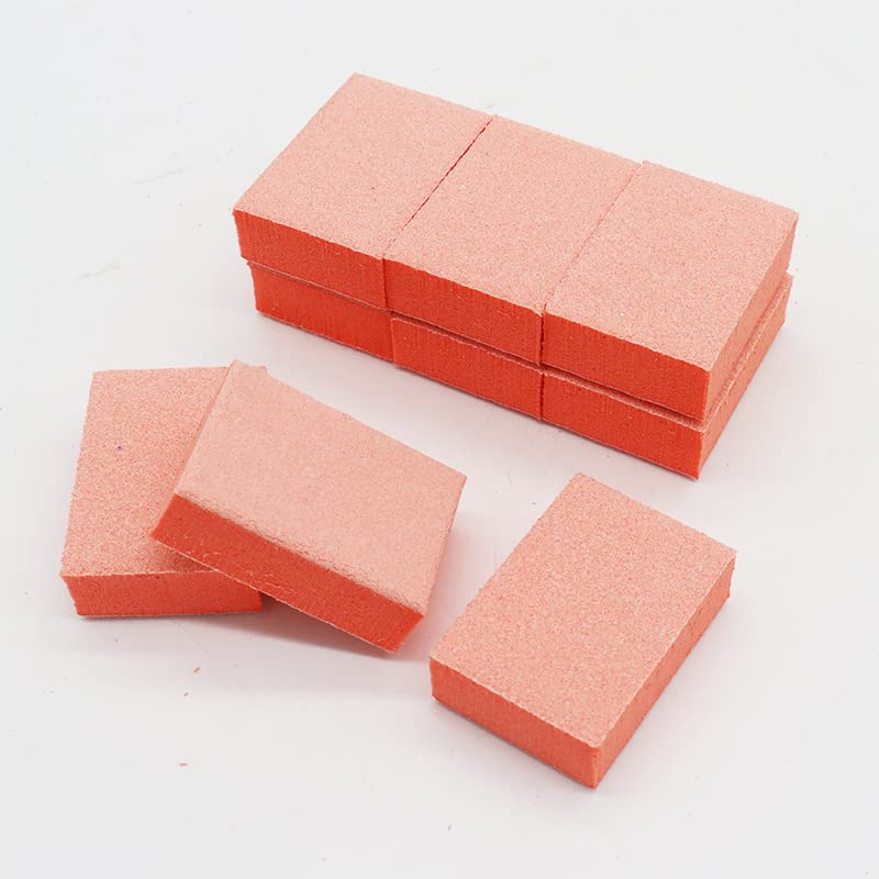 Bzbuy Lima de uñas mini naranja con bloque de tampón 100/180 grano 2 caras (130 unidades)