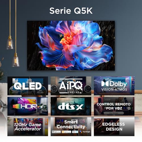 Smart TV TCL 2025 QLED 4K 43 Pulgadas Google TV con Control de Voz Hands Free y Google Assistant