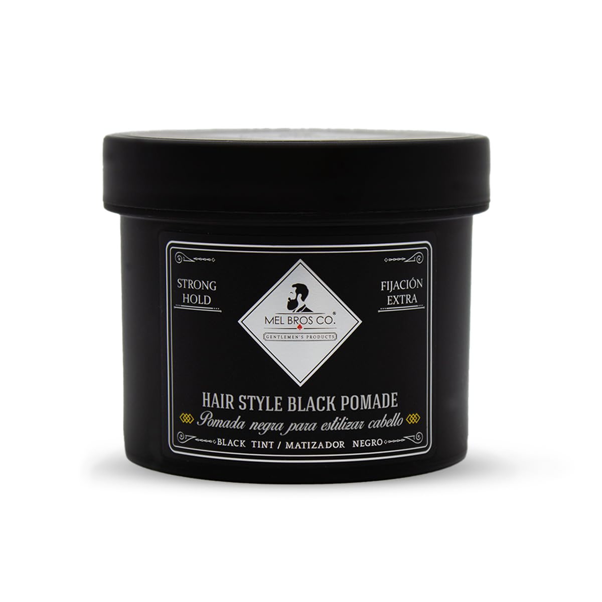 MEL BROS CO. - Hair Style Black - Pomada negra para estilizar, oscurecer y matizar cabello con canas. Extra Fijación 4 oz.