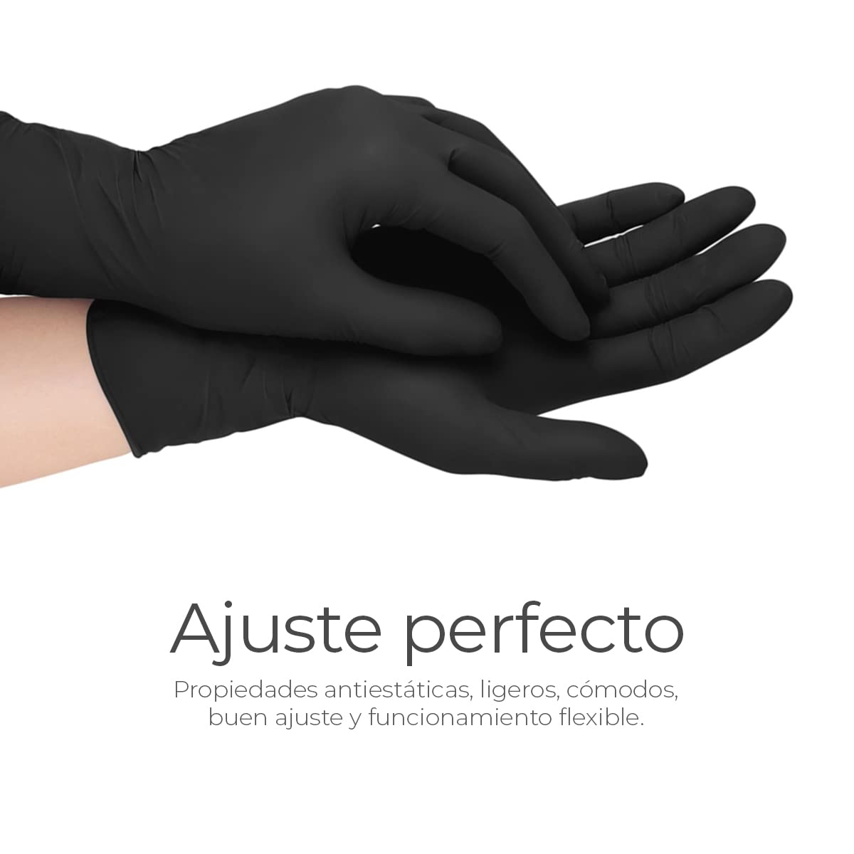 Guantes de Nitrilo Vinil Raganet Negro Alta Calidad Ambidiestro Desechables Resistentes Talla Chica